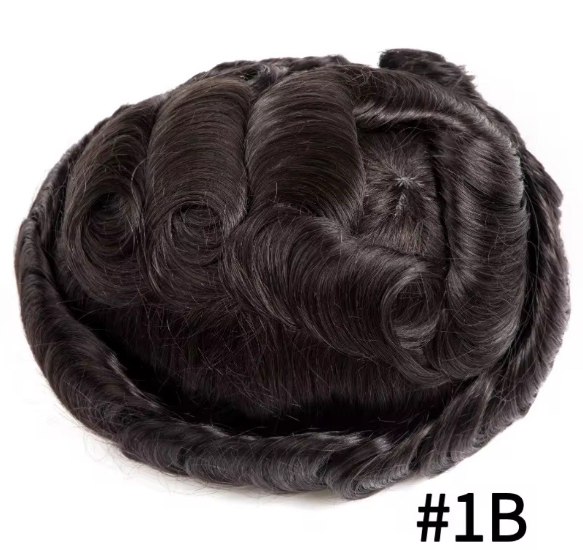 TEMCG Men’s Human Hair Toupee Hairpiece Mono Base Wavy Natural Multi Color