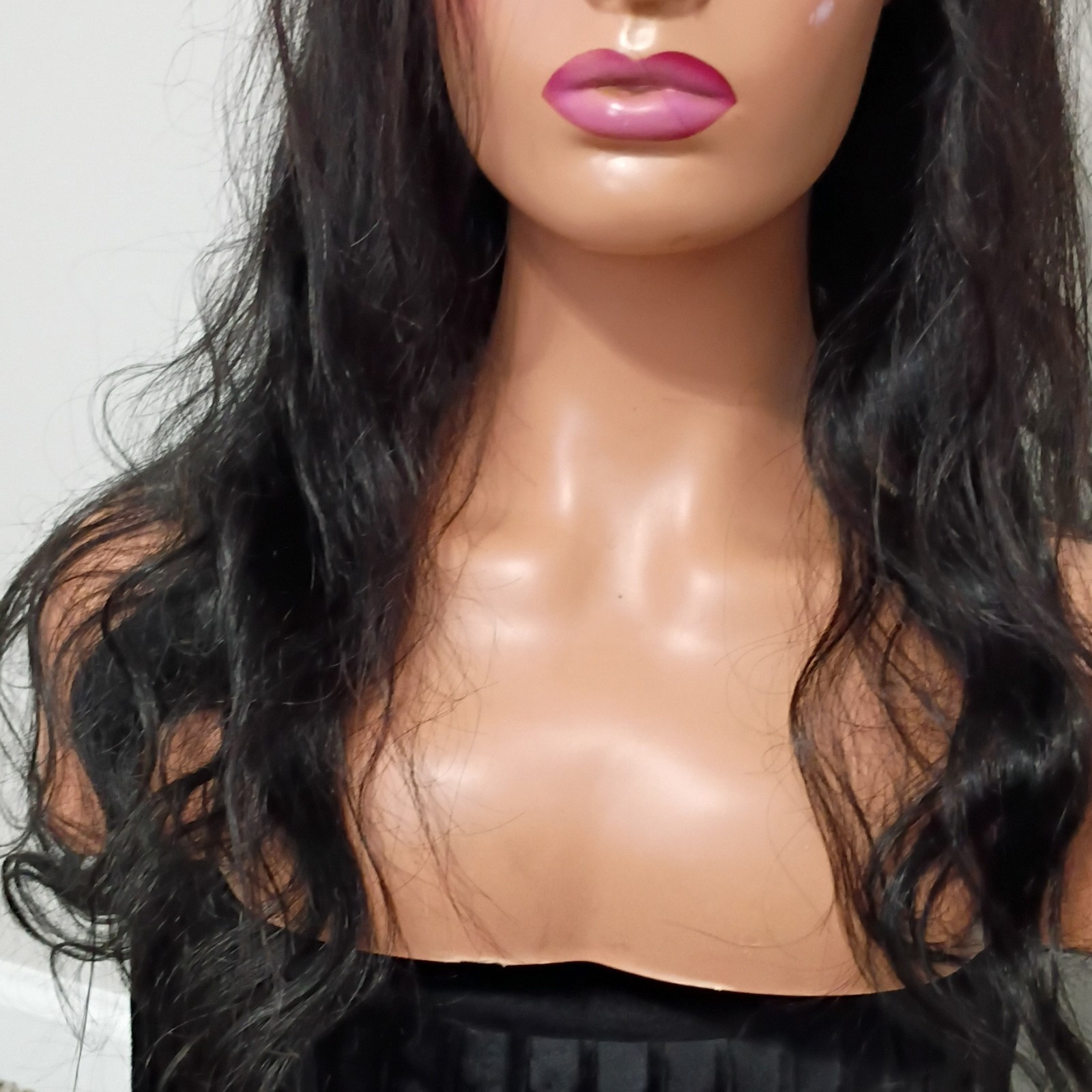 Black Wavy Lace Front Wig Free-Part Synthetic 21-30 in Wear & Go
