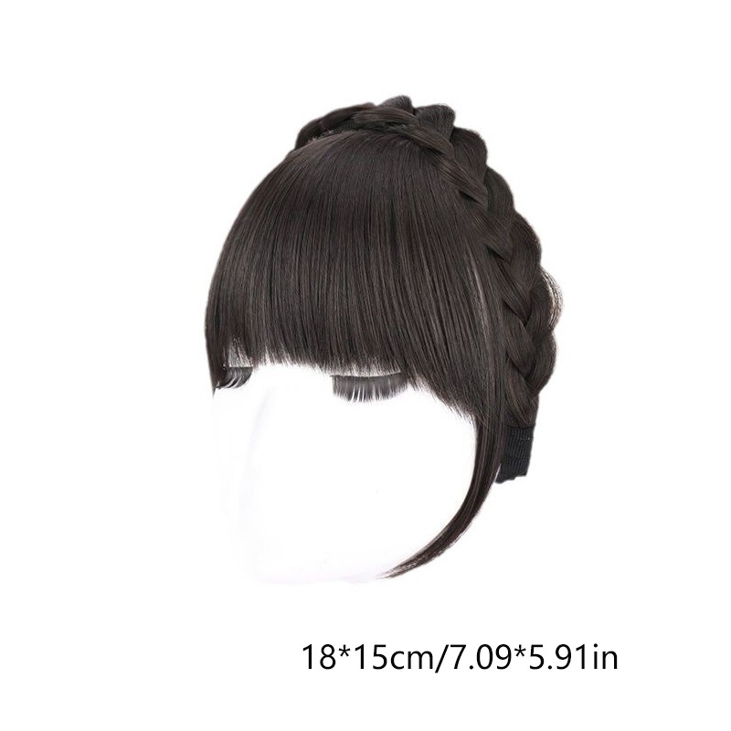 Synthetic Fake Bangs Hair Neat Fringe Bands Women Double Row Braids Headband