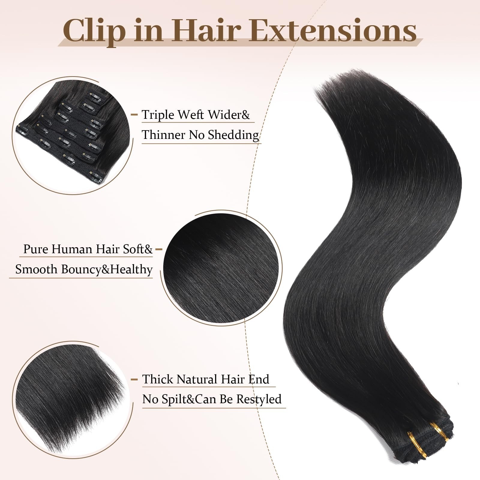 Sisily Clip in Hair Extensions Real Human Hair,14 inch 70g, Natural Straight …