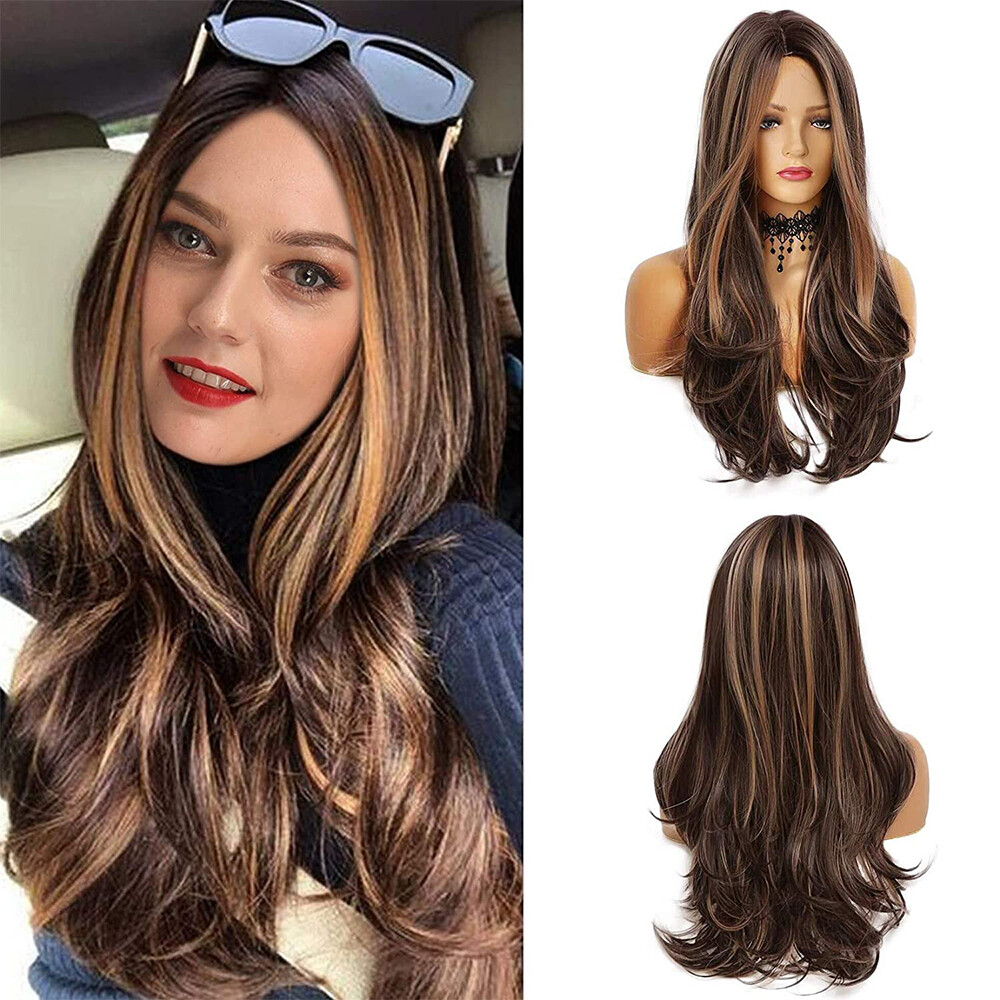 Full Wig Long Curly Straight Wavy Synthetic Hair With Blonde Wigs For Women