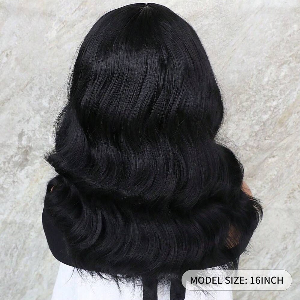 Short Body Wave Lace Front Wigs Soft as Human Hair Pre Plucked Natural Black Wig