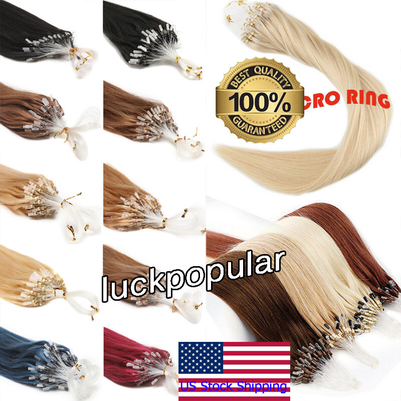Micro Loop Real Human Hair Extensions Micro Ring Bead Link Remy Highlight Blonde