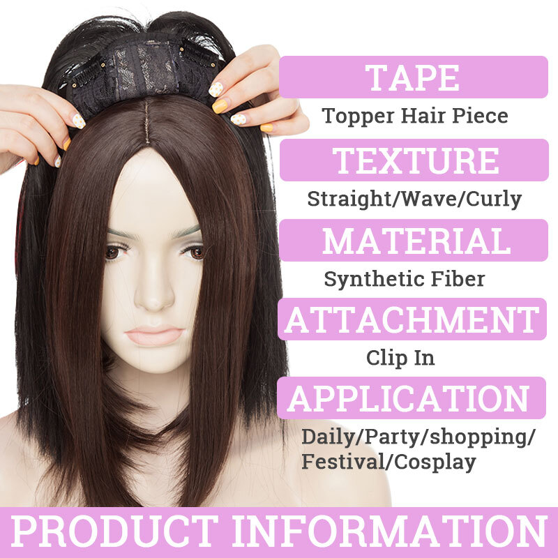 Real as Human 5″-20″ Hair Topper with Bangs Toupee Clip in Hairpiece Extensions