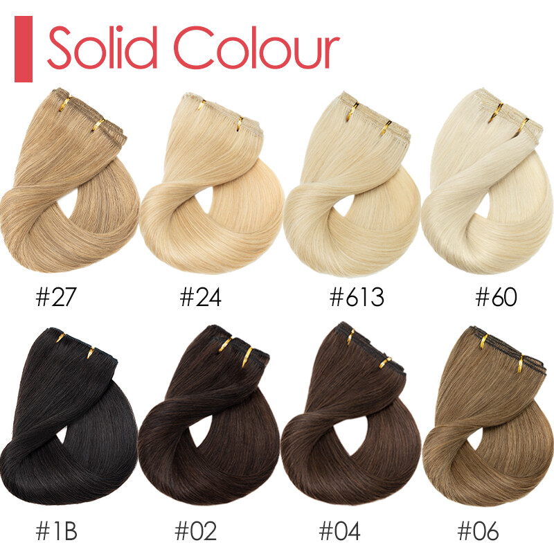 Double Wefts Clip In Russian Remy Human Hair Extensions Blonde Full Head Thick