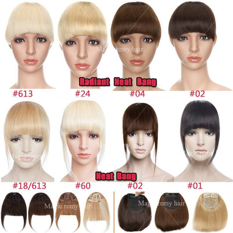 US Thick Neat Fringe Bangs Hairpiece Clips in 100% Real Human Hair Extensions R3