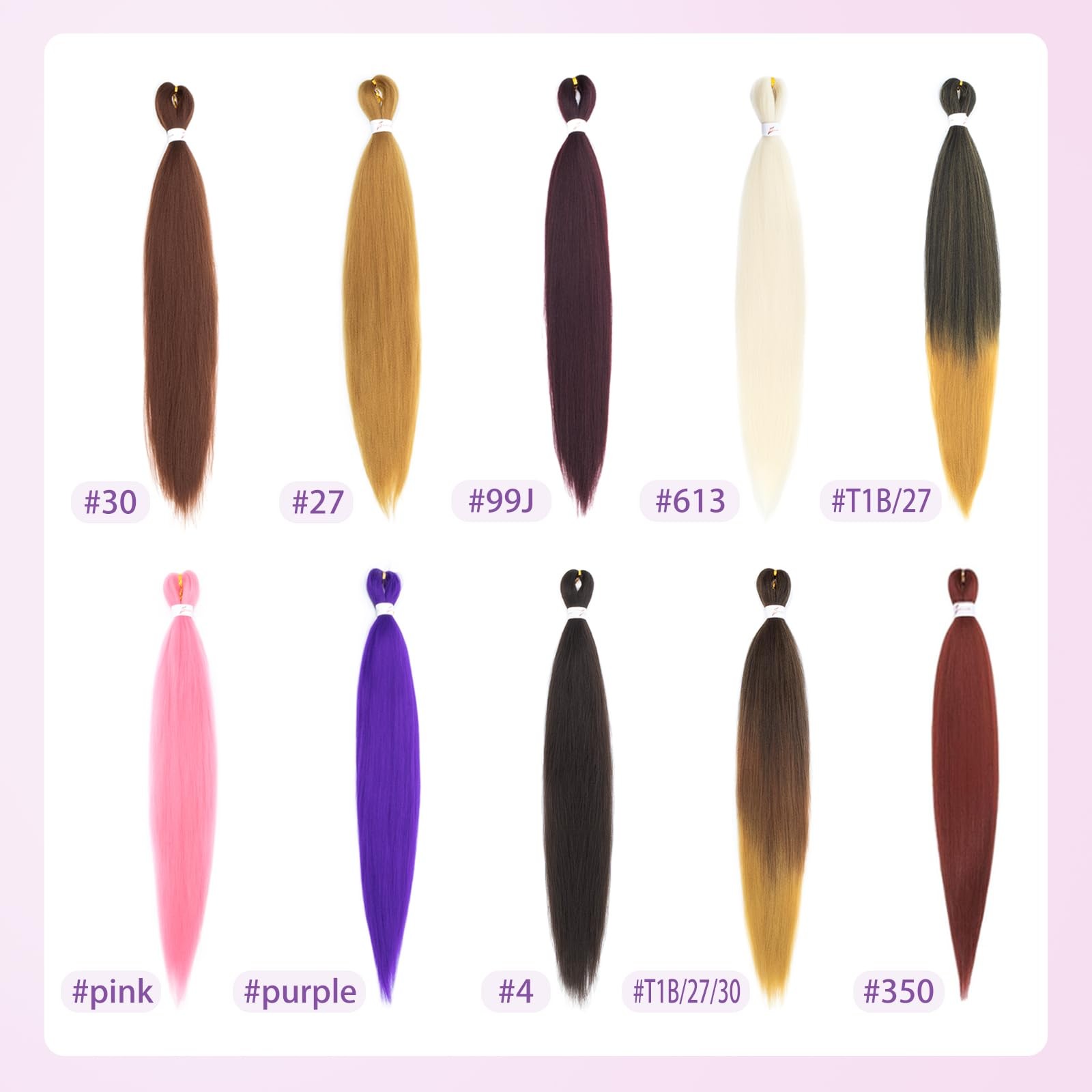 28 Inch 8Packs #1B/27/30 Pre Stretched Braiding Hair For Women | Low Temperat…