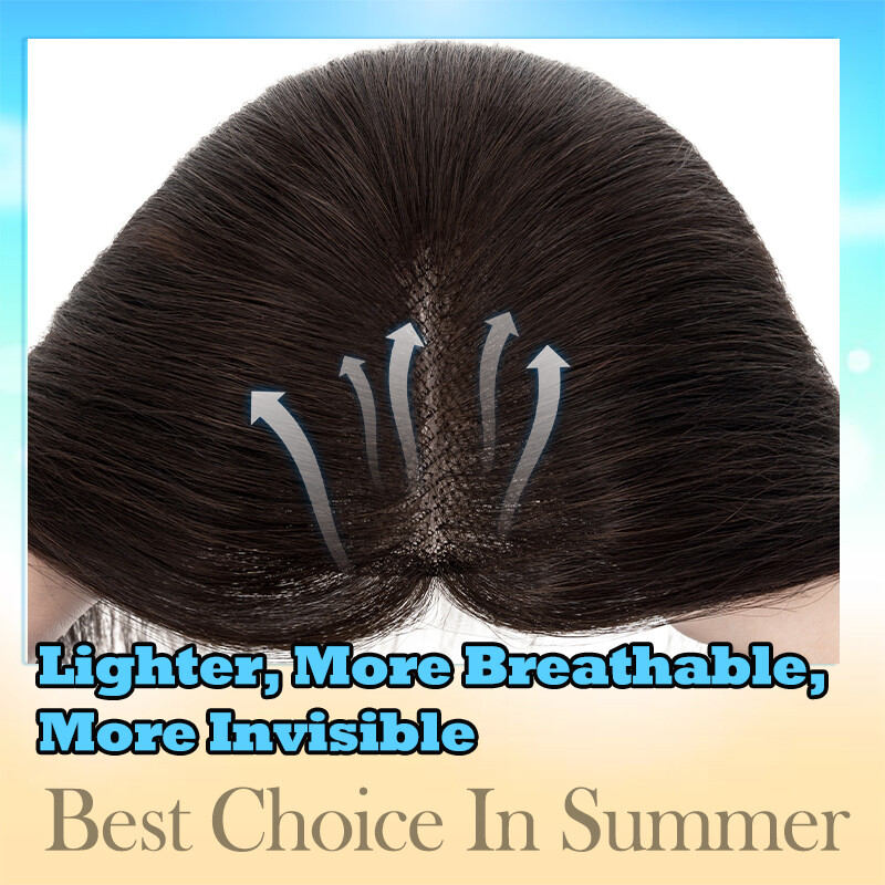 Clip In Hair Topper 100% Real Human Hair Piece Toupee Extensions Full Lace Base