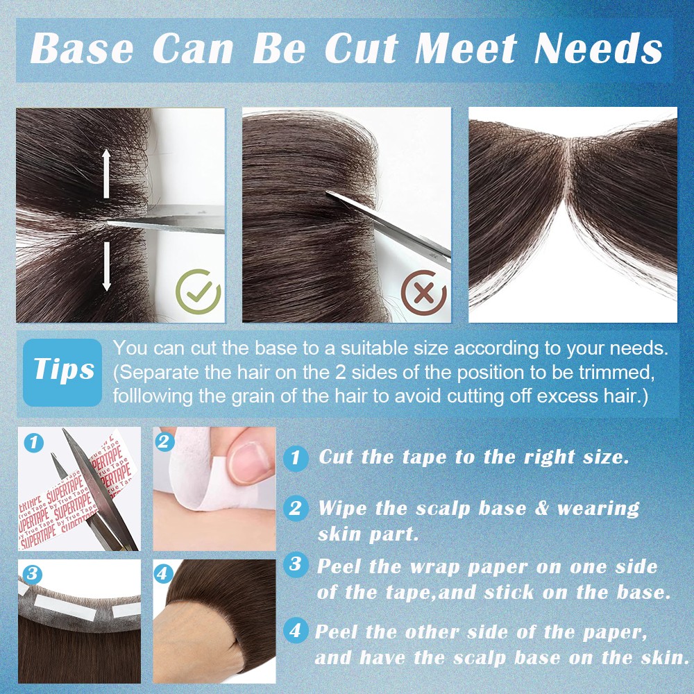 100% Real Men’s Forehead Toupee Human Hair Frontal Receding Hairline Hairpiece