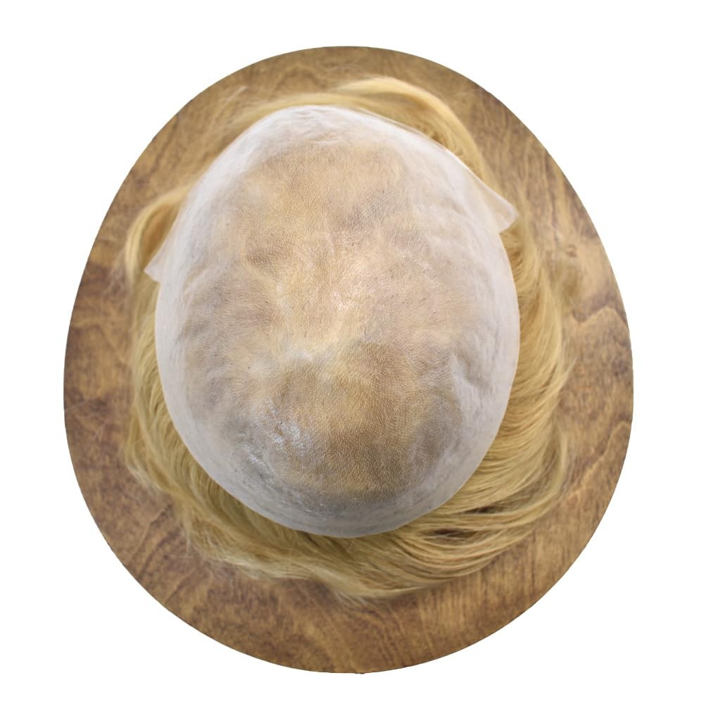 Ultra Thin Skin Hairpiece Invisible Poly PU Mens Toupee Hair Replacement 0.04mm