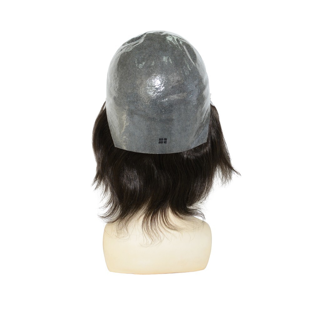 Mens Human Hair Full Head Wigs Thin Skin Wig Hair Replacement Medium Size 6” #2