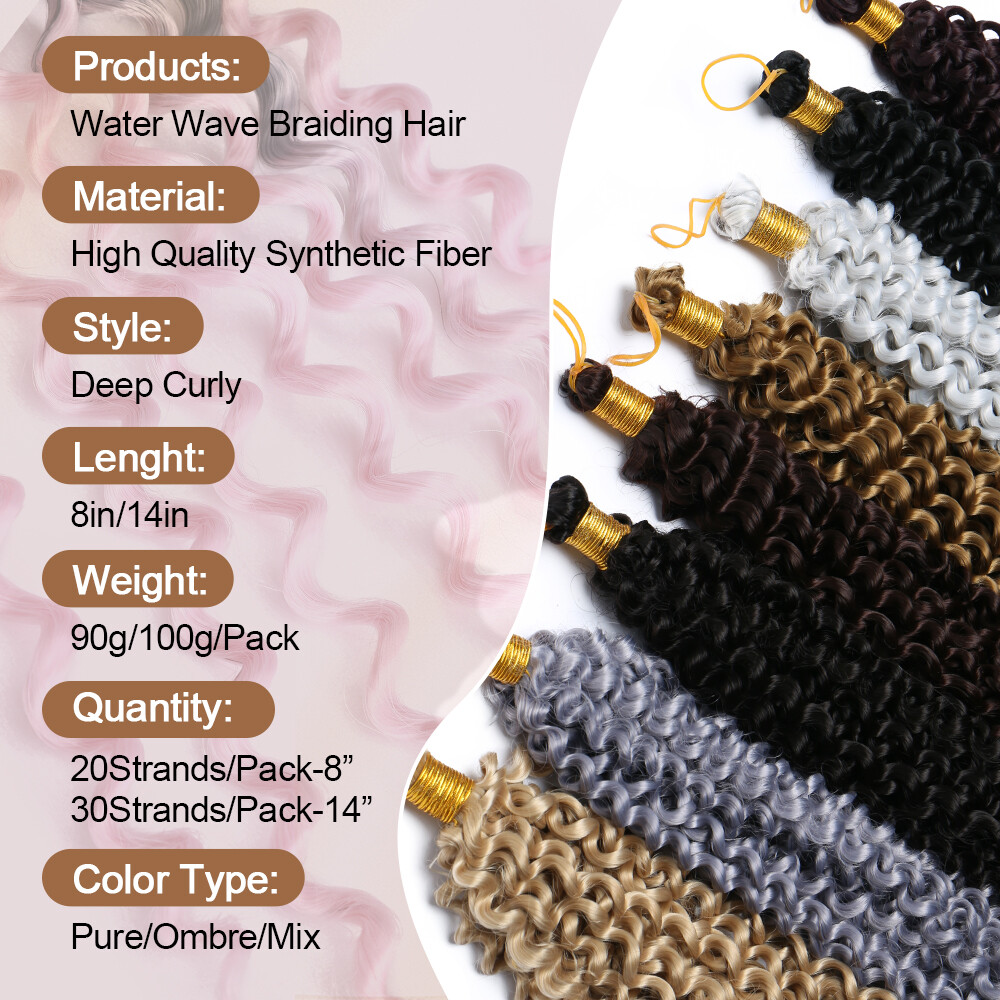 REAL As Human Natural Water Wave Crochet Braids Deep Curly Hair Extensions Soft