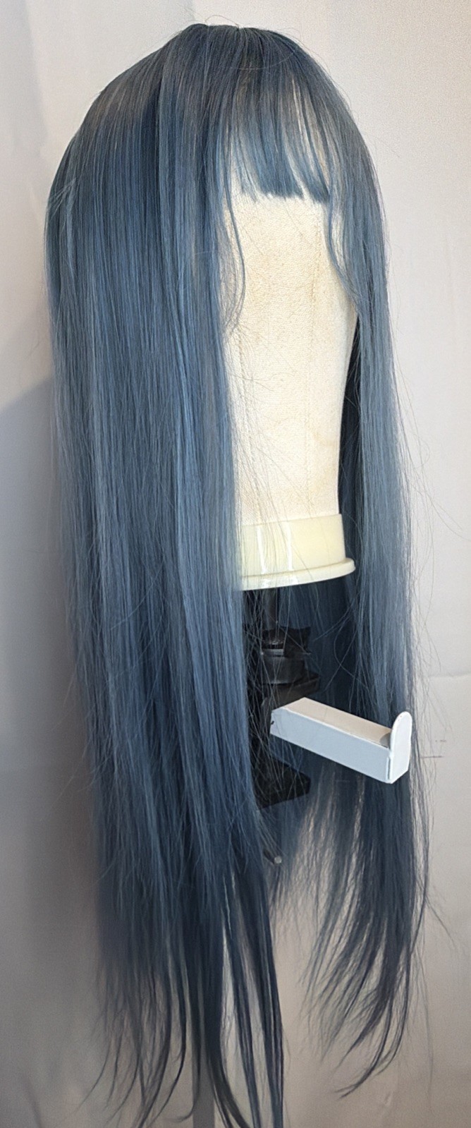 Blue Straight 24in Synthetic Lace Front Wig with Bangs Middle Part Cosplay