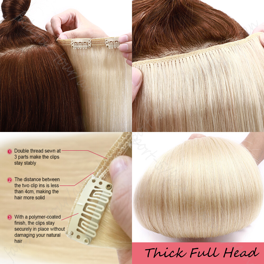 Super Thick Double Weft Clip In Remy Human Hair Extensions Full Head Blonde 140g