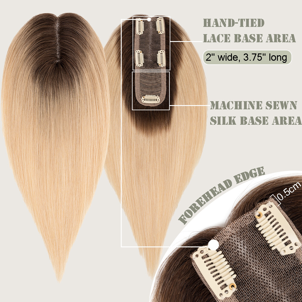 100% Real Human Hair Piece Topper Clip in Top Toupee Hairpiece Women Side Part
