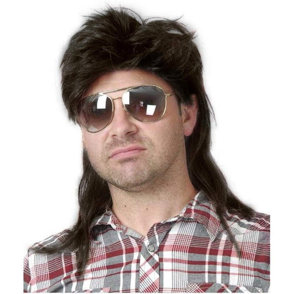 Men’s Black Mullet Cosplay Wig with Adjustable Cap – Party Ready Accessory