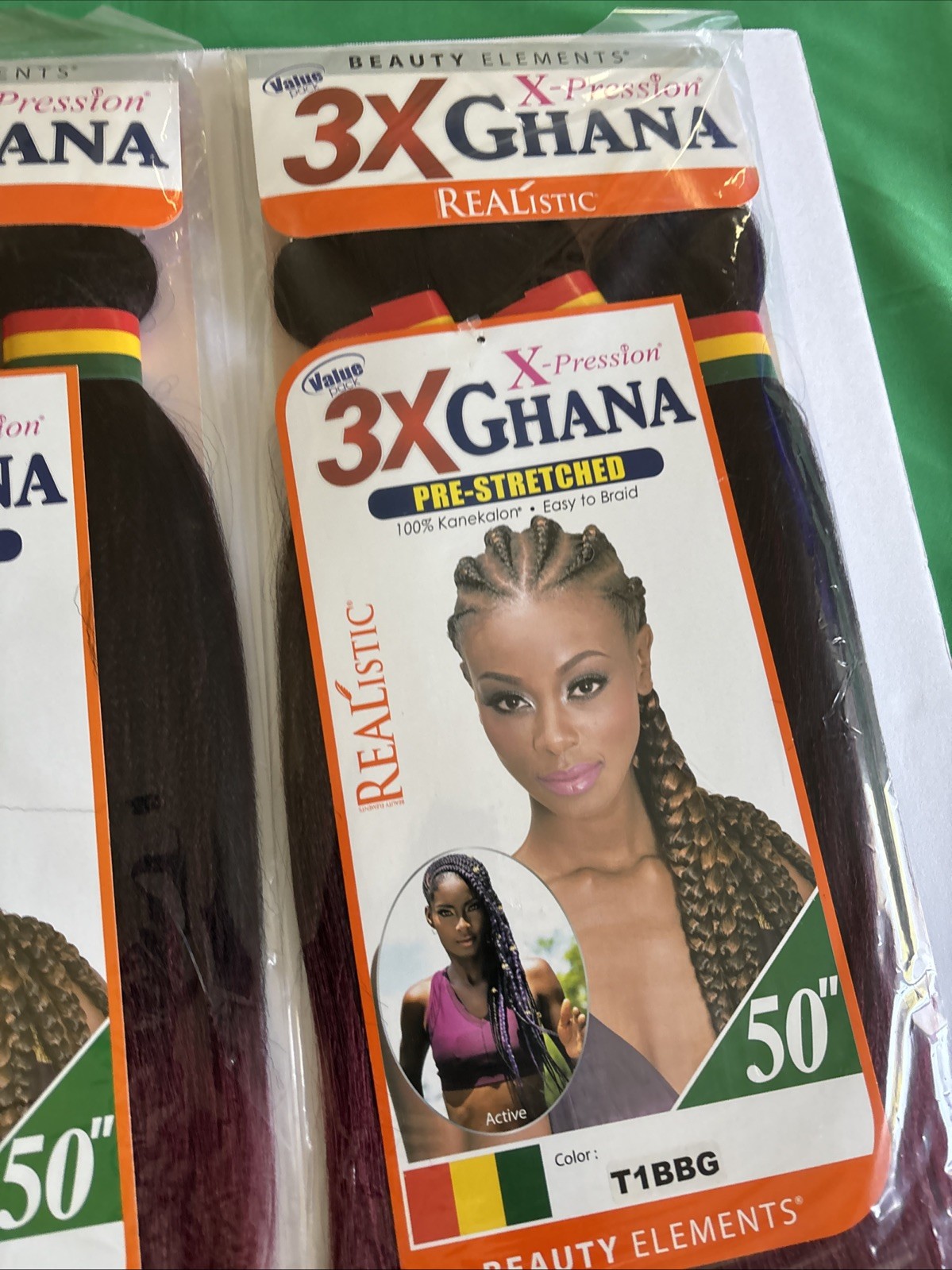 Wholesale 6ct Realistic 50” 3X GHANA PRE STRETCHED 100% Kanekalon Color T1BBG