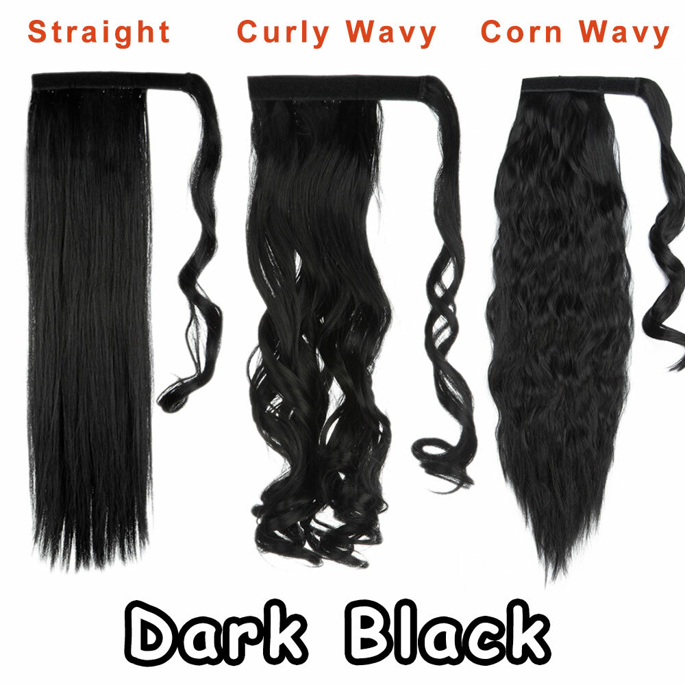 US Thick Clip In Hair Extensions Pony Tail Wrap Around Ponytail as human Curly H