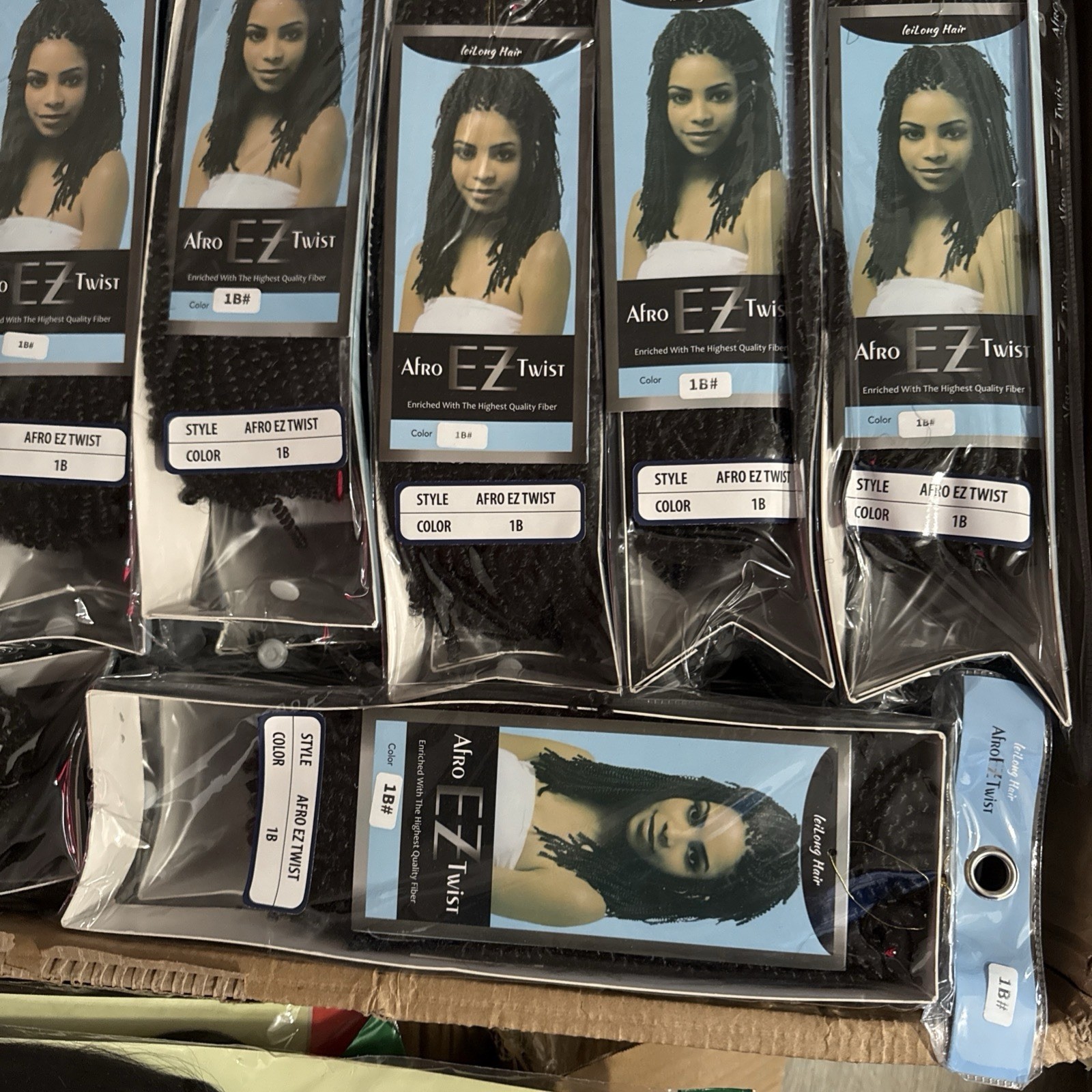 leiLong Hair Afro EZ Twist Curly Synthetic Heat Resistant Hair Extension 1B