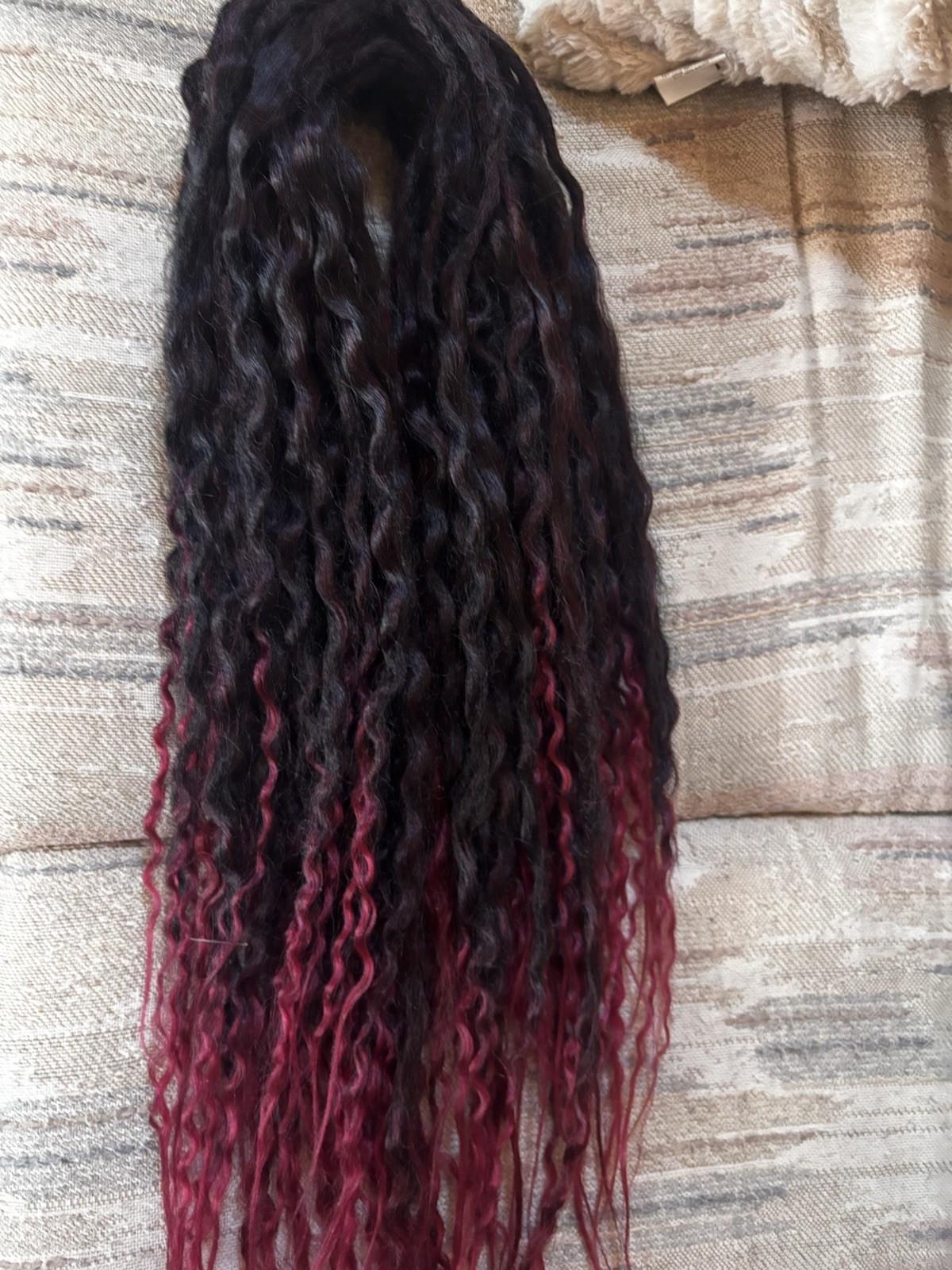 Black to Red Ombré Wavy Synthetic Sew-In Hair Extension 21-30 in Women