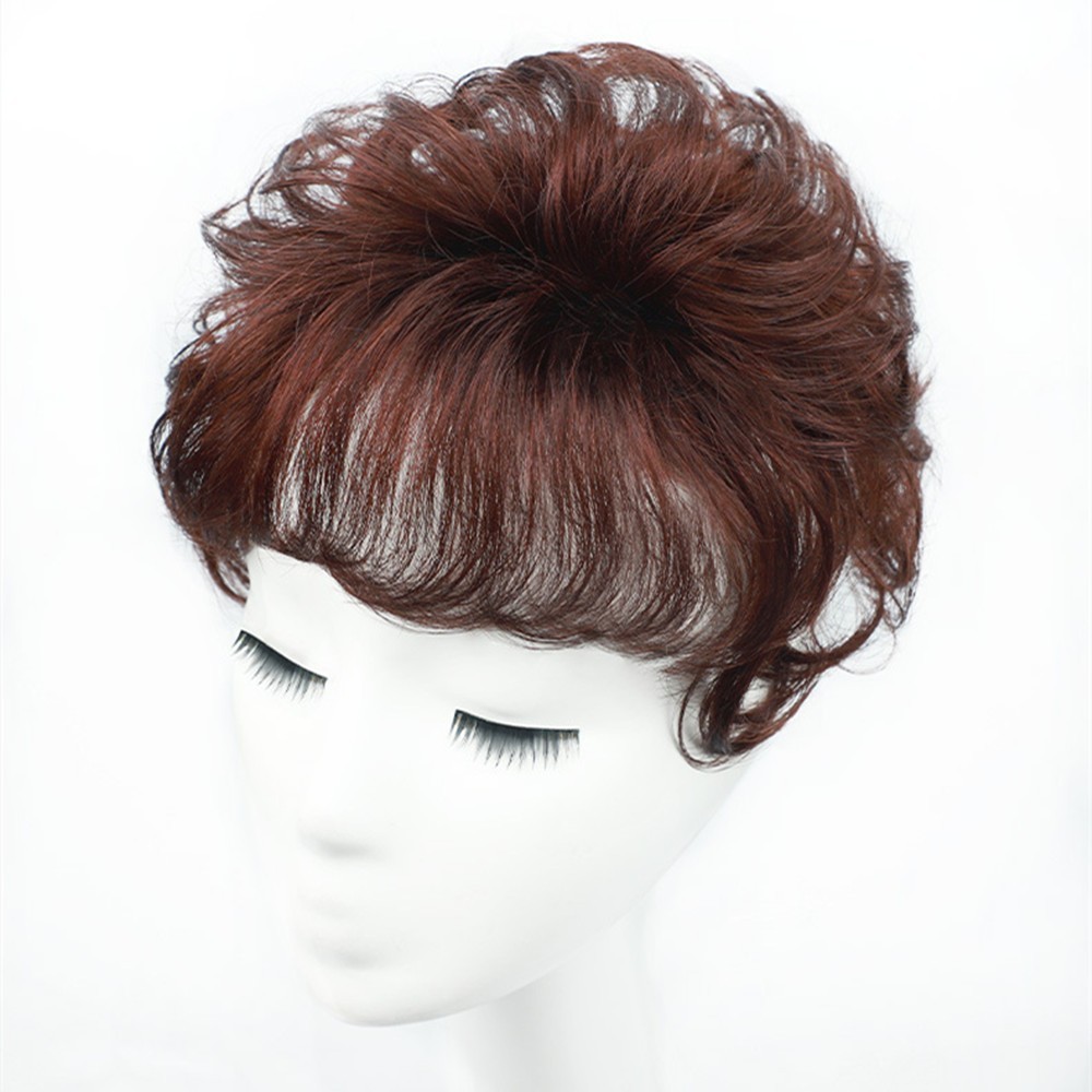 100% Human Hair Toupee Curly Topper Clip Bob Hairpiece Top Wigs for Men Women