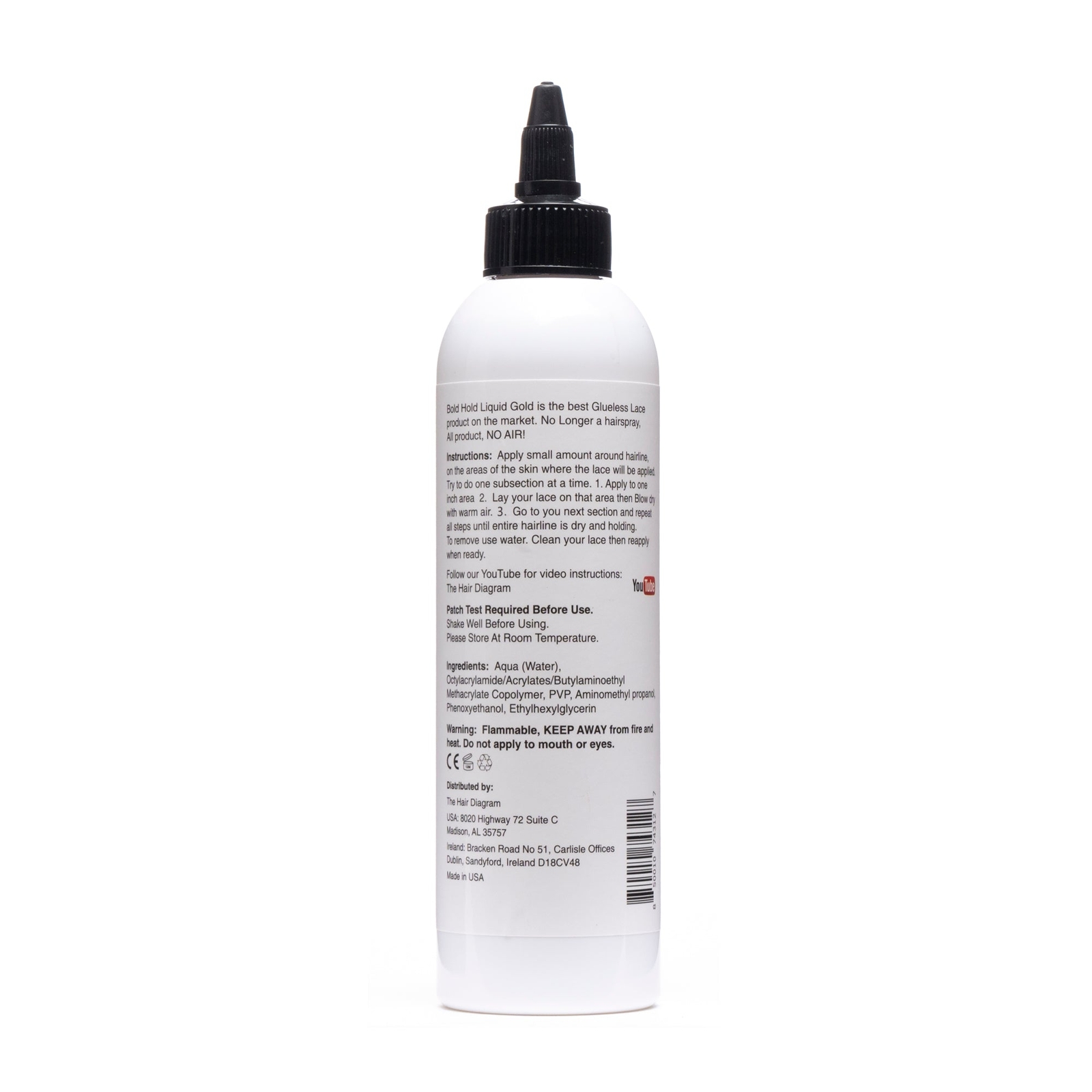 Bold Hold Liquid Gold – Glueless Lace Gel – Temporary Hold For Wigs 8 oz