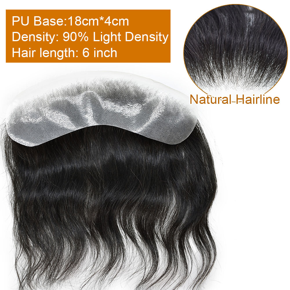 Invisible Pu Skin V-Loop Mens Frontal Hairpiece for Receding Hairline Human Hair