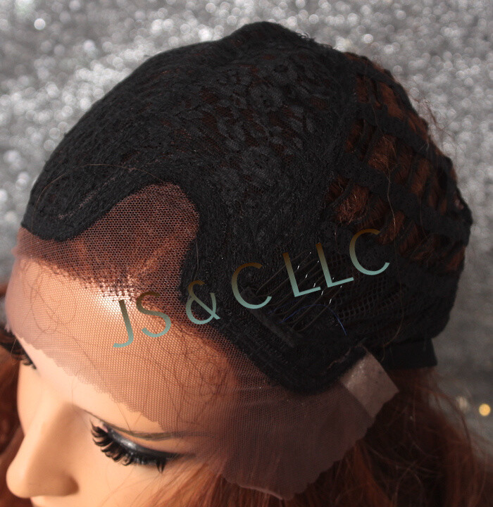 Human Hair Blend Full Lace Front Wig long Curly Auburn Mixed Hair DHO 33-130