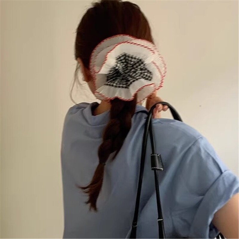 Elegant Hair Tie Double Layer Lace Scrunchy French Aesthetic Elastic Scrunchies