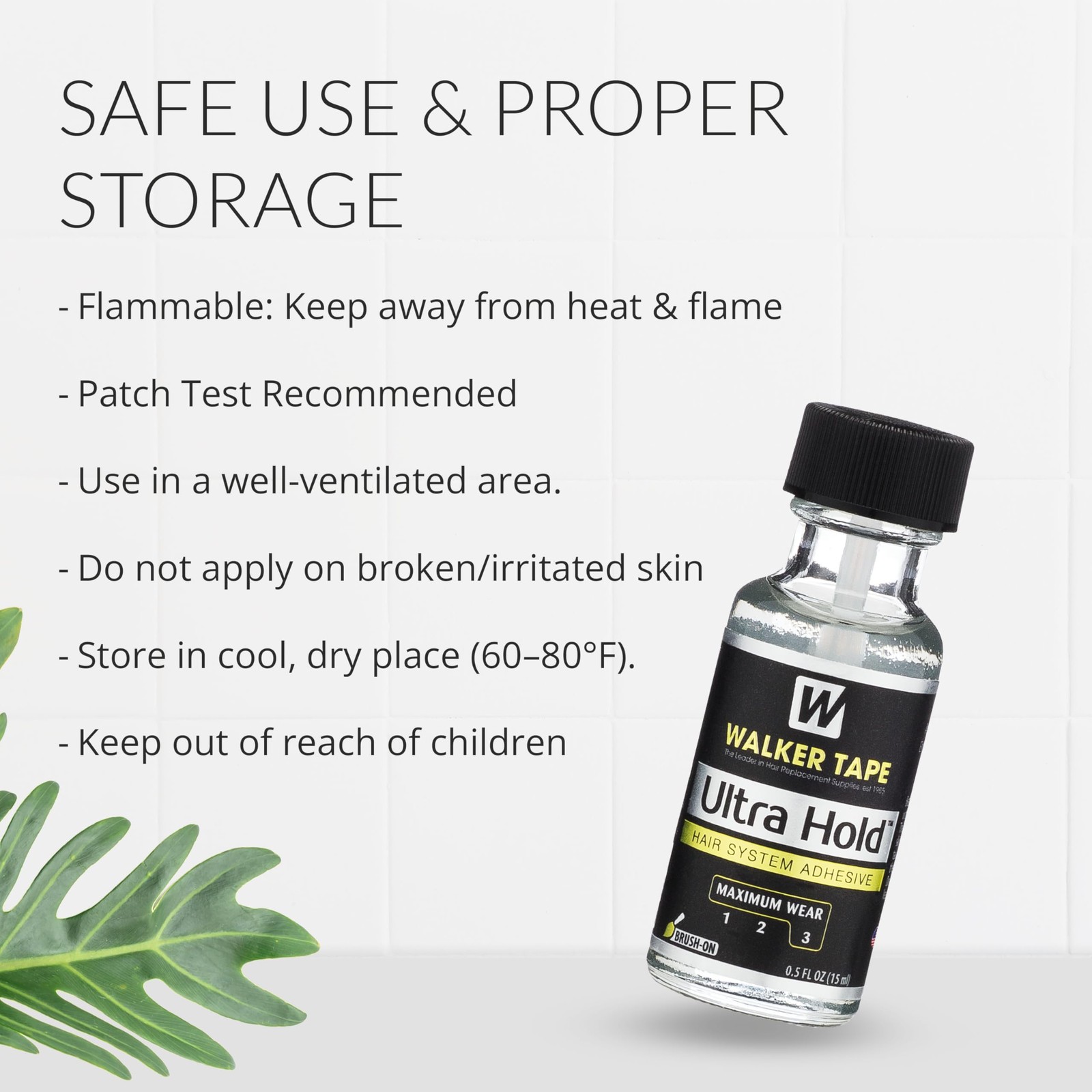Walker Tape Ultra Hold Brush-On Adhesive 0.5 fl oz, Strong Waterproof Wig Glu…