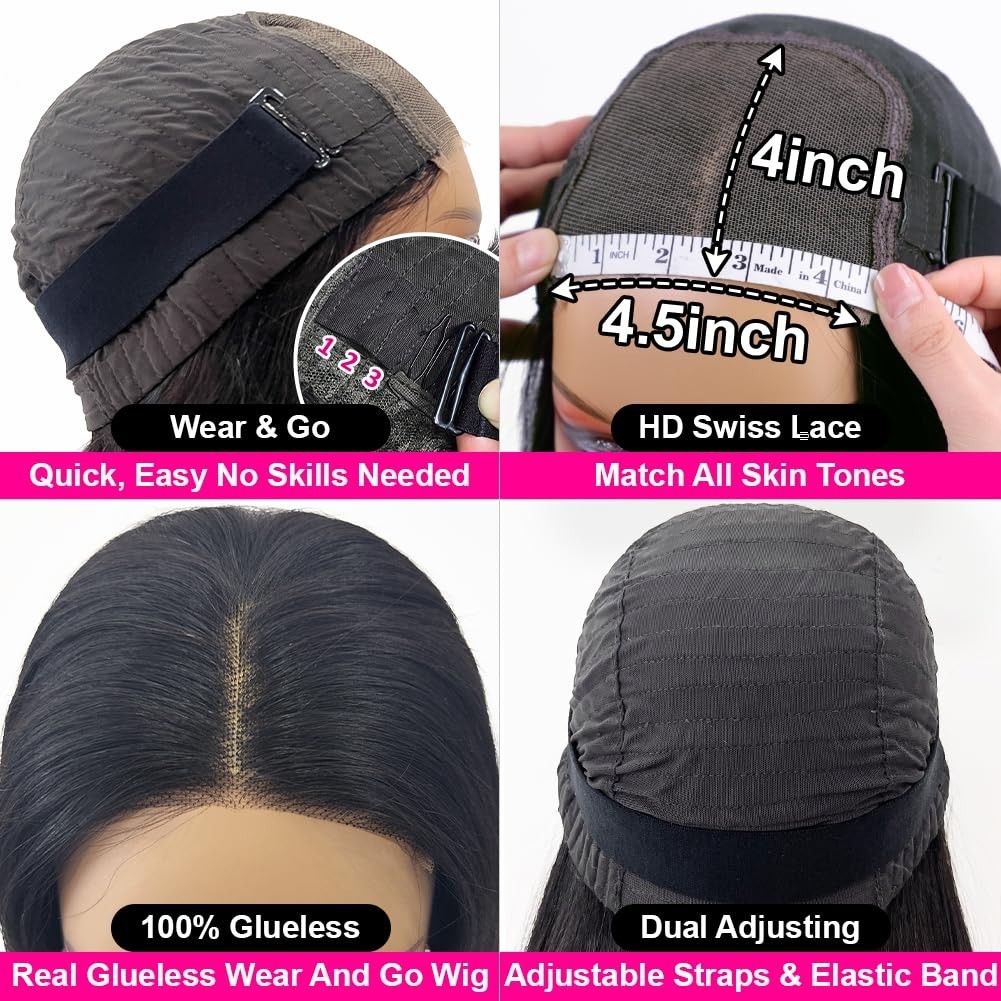 Brazilian Body Wave Precut 4×4 LaceFront Wig Human Hair Glueless Wig Wear and Go