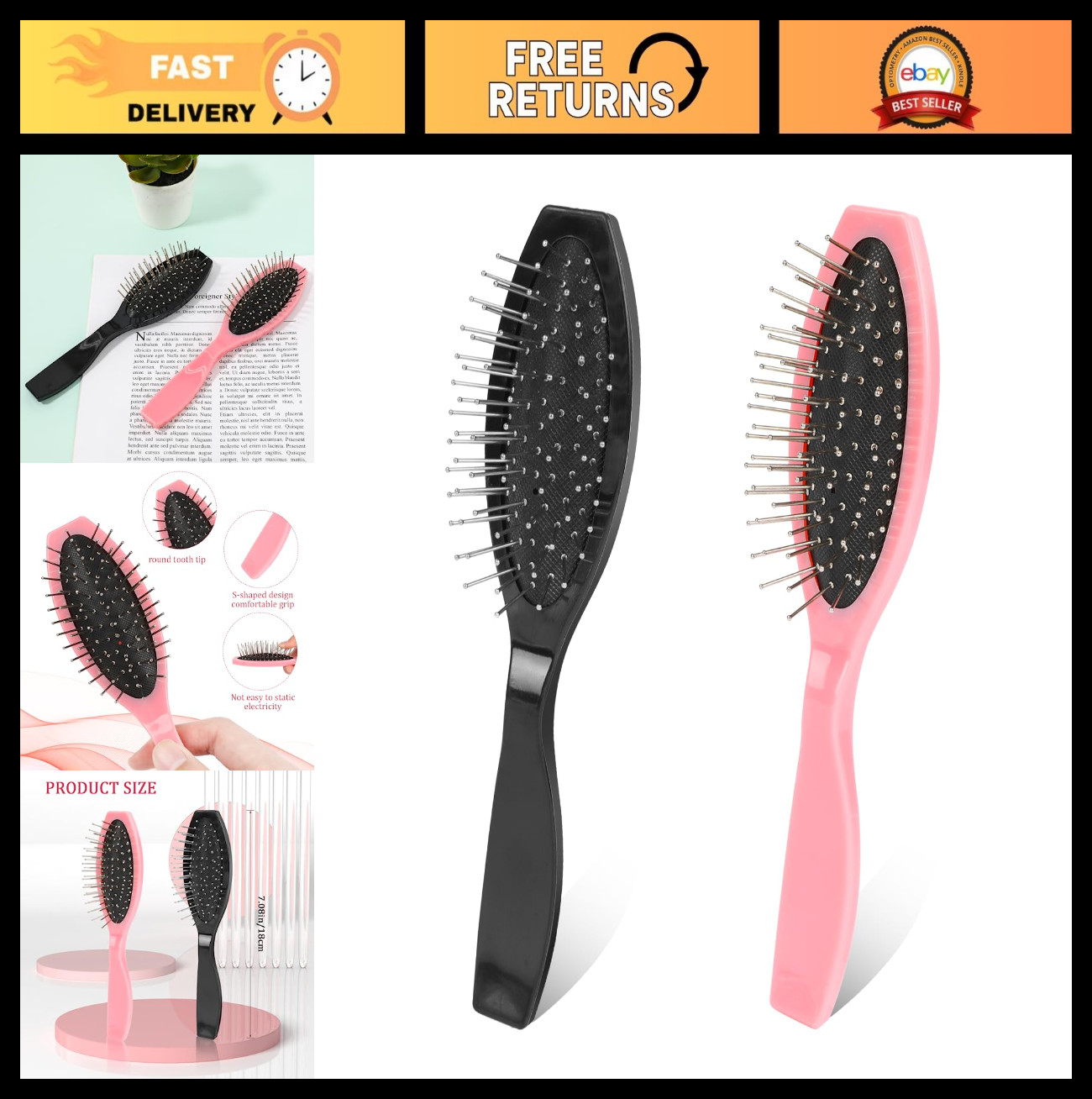 2 Pack Stainless Steel Wig Wire Brush & Combs for Wigs, Extensions, Hair Care