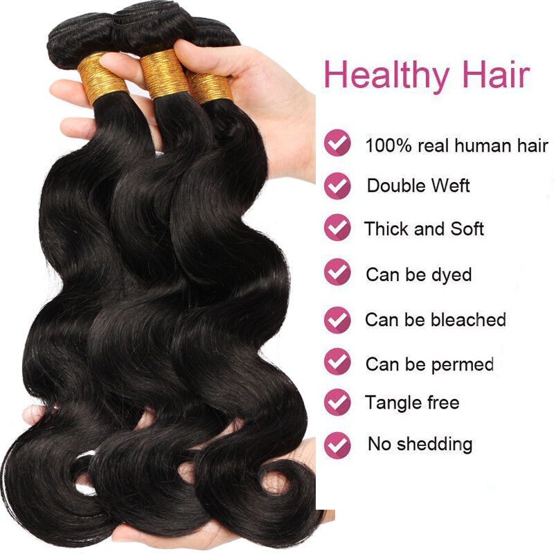 Brazilian 1-4Bundles Human Hair Weave Extensions Real Virgin Straight Weft SALE