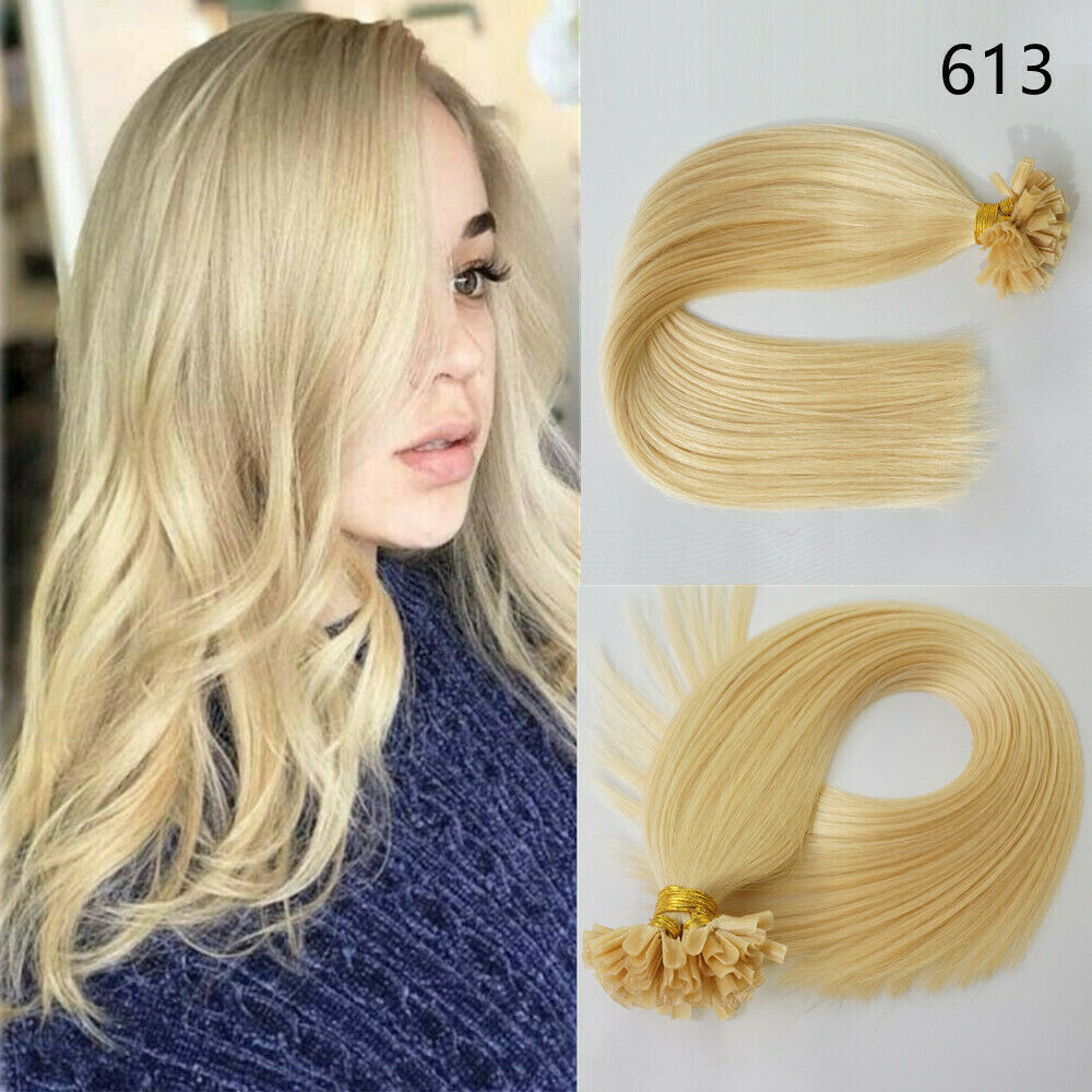 Pre Bonded Keratin Nail U Tip Remy Human Hair Extensions Double Drawn Thick 1g/s