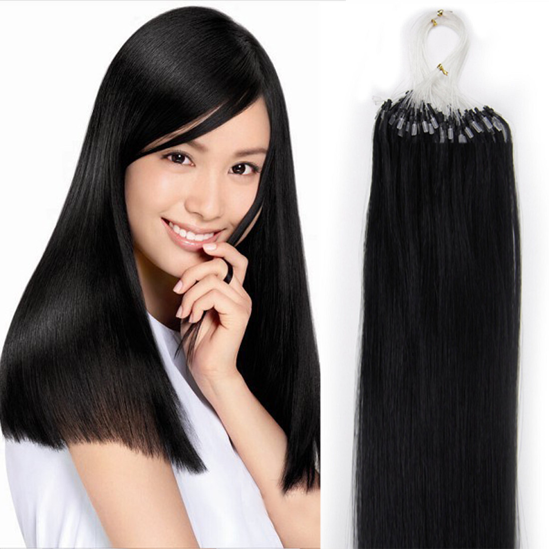 Loop Micro Ring Tip Hair Extensions Real Human Hair Micro Bead Link Colored Hair