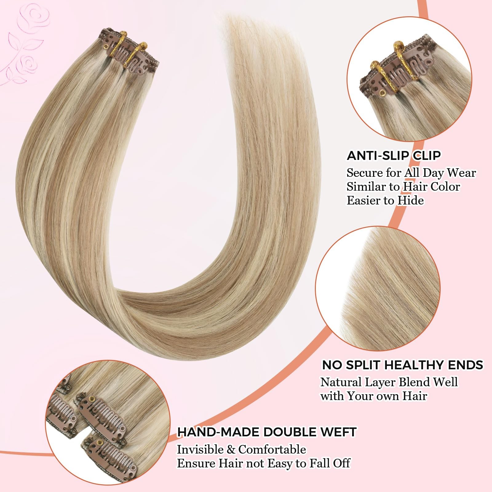 Mei Yuan Lin Human Hair Clip In Extensions 5Pcs Individual Hair Extensions Real