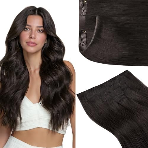 GOO GOO Genius Clip in Hair Extensions, 16inch 140g 7pcs, Seamless PU Clip in Ha