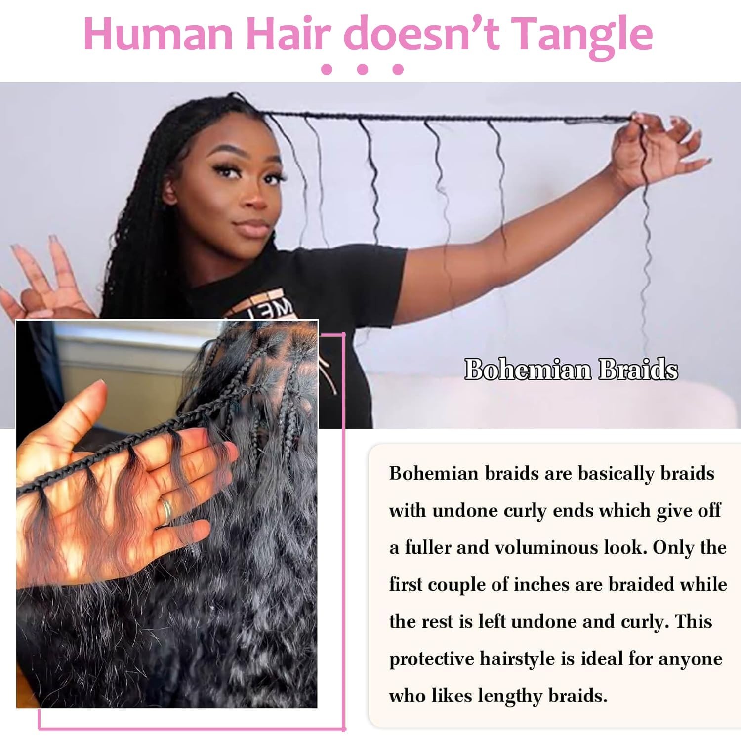 Urbeauty Human Hair For Boho Bob – Bohemian Hair For – Jet Black 14 In