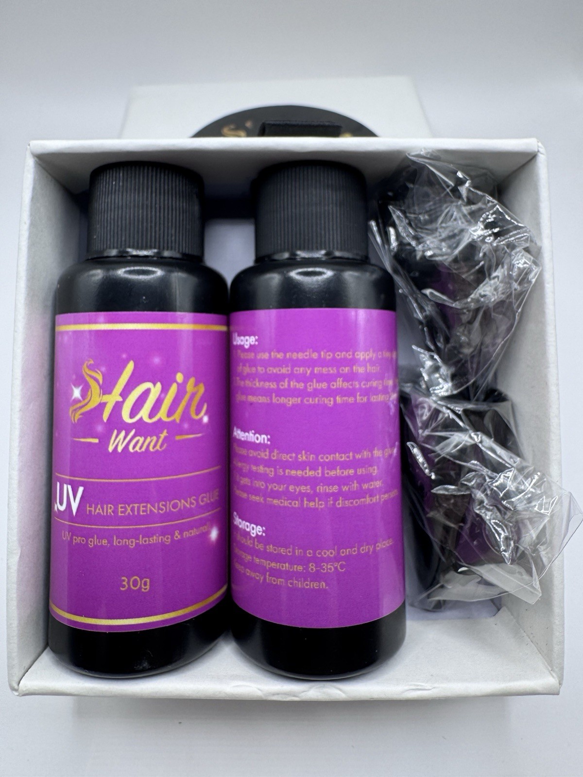 UV Bonding Glue Kit for Hair Extensions, 2-pack With 2 Nozzles New In Box