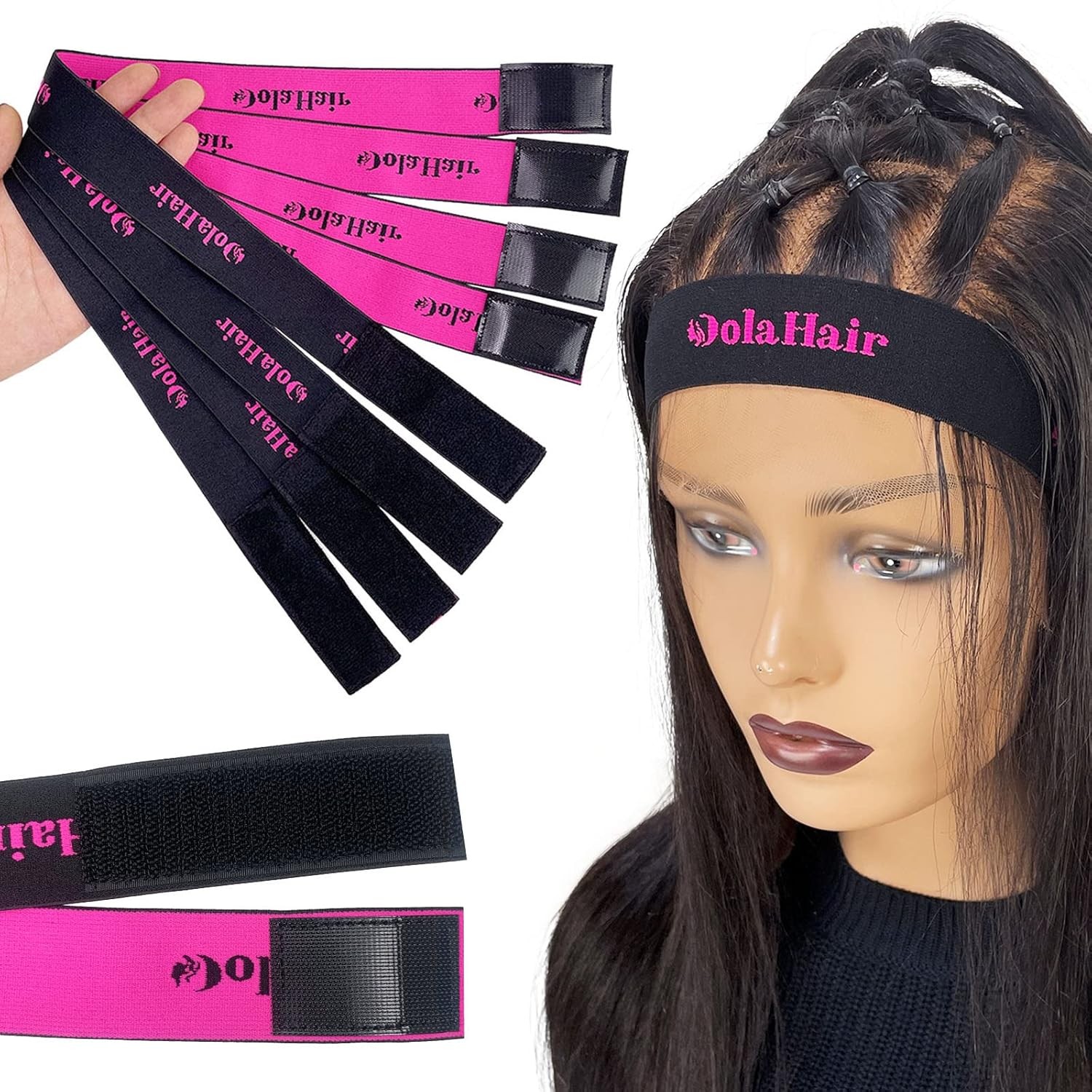 4 Dolahair Lace Melting Band Elastic Edge Wrap for Wigs, 4PCS Bands to Lay and H