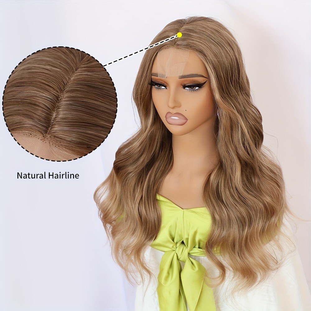 Glueless Synthetic Lace Front Wigs Heat Resistant Long Straight Blonde Hair Wig