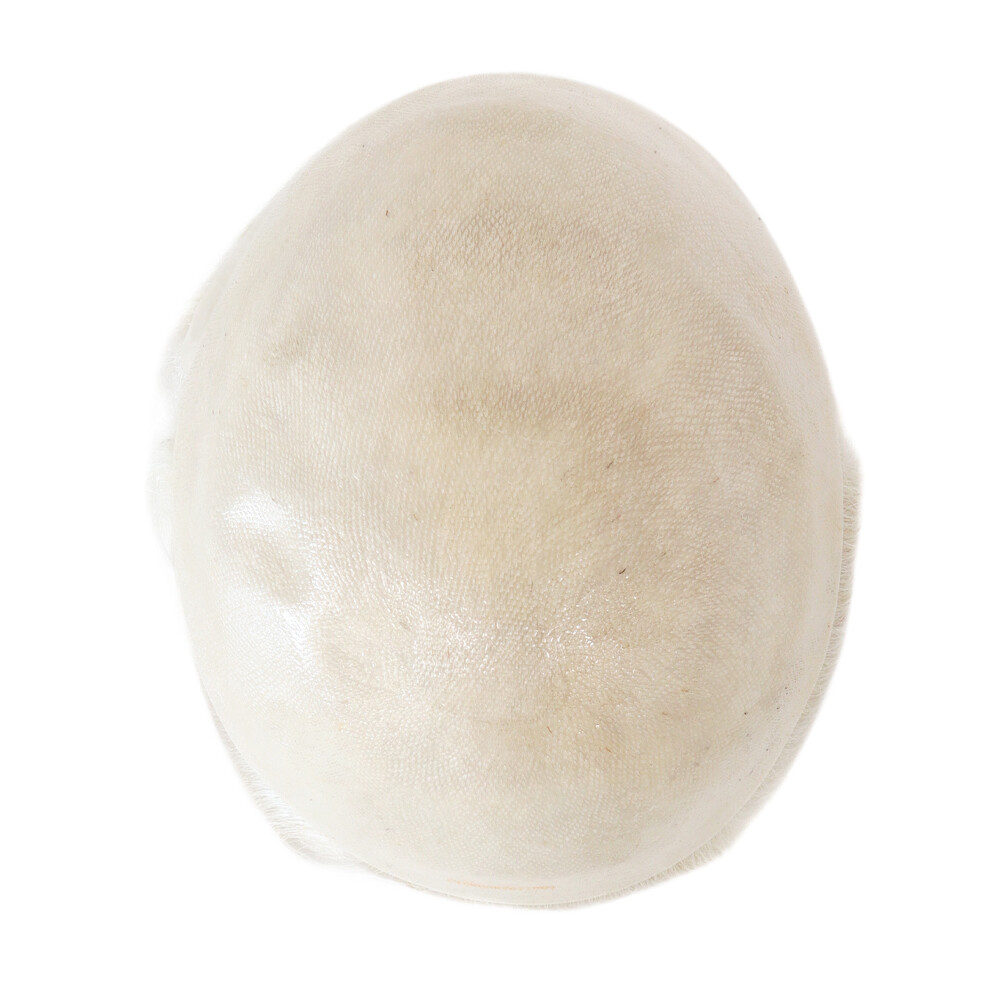 Toupee Mens Human Hair Thin Skin PU Hairpieces System Replecement Natural White