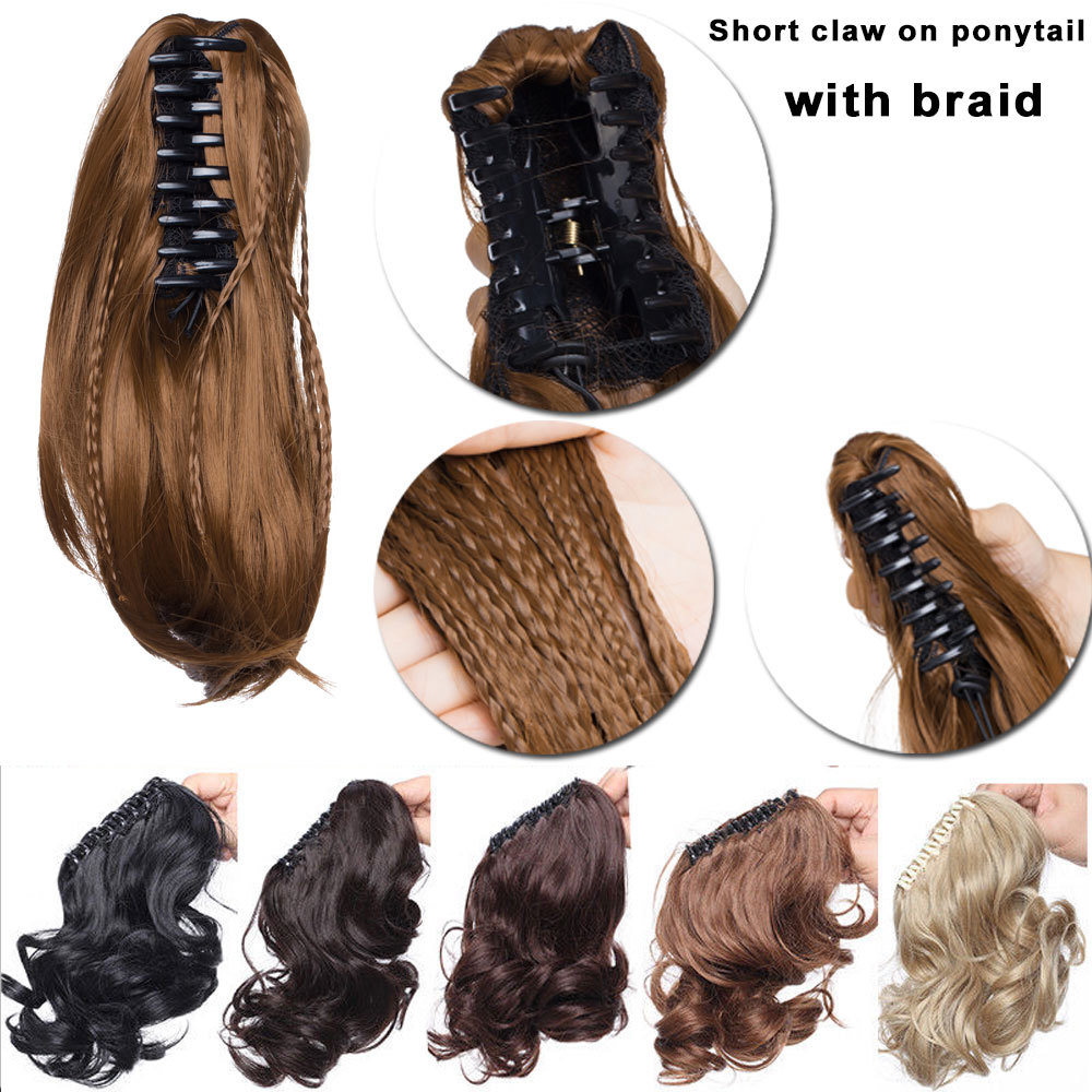 US 100% Real Thick Pony Tail Hair Extensions Clip In Claw Around Ponytail Ombre