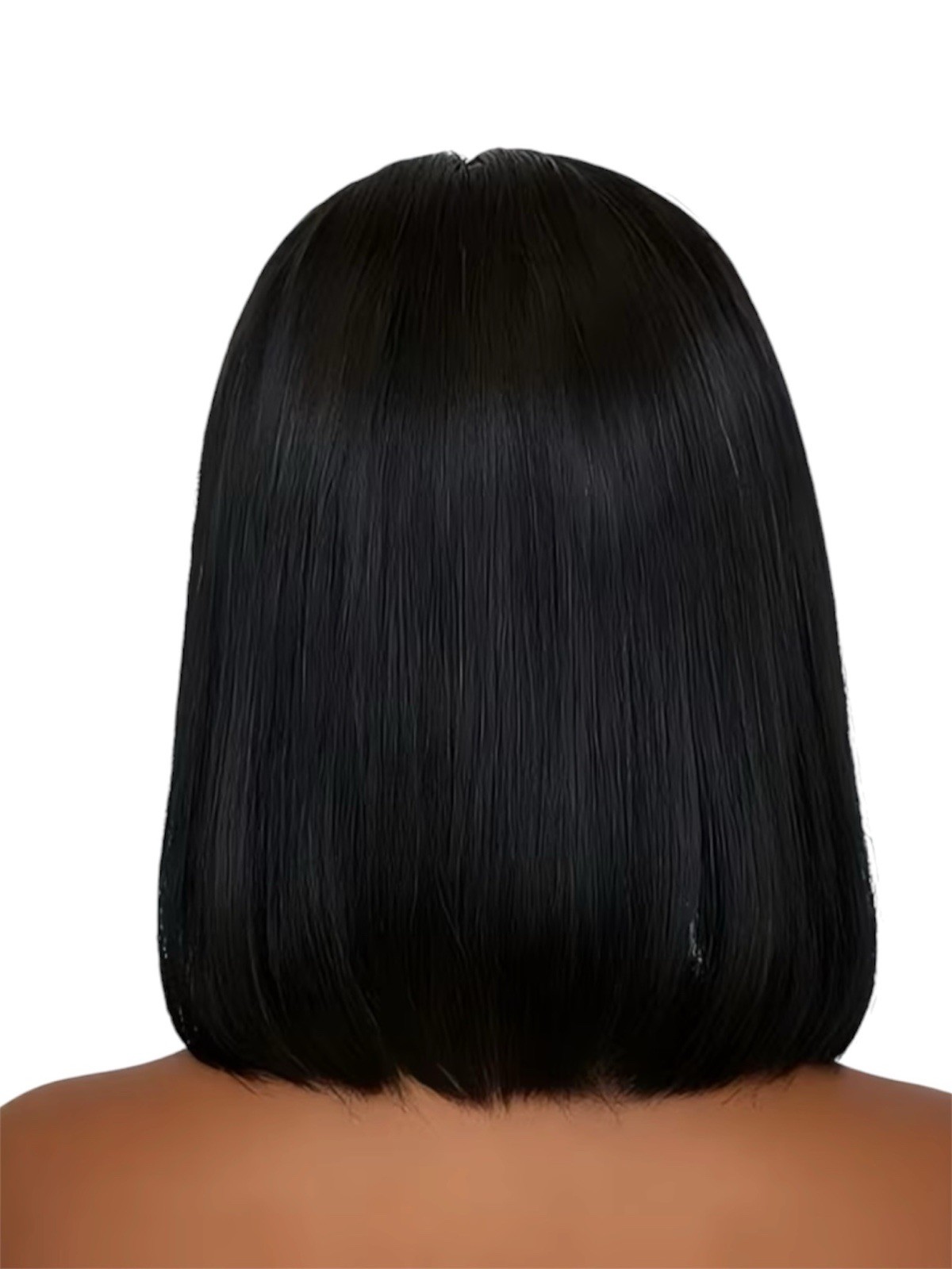 Women’s Synthetic Straight Bob Wig Classic Cap Pull-On Black Heat-Resistant