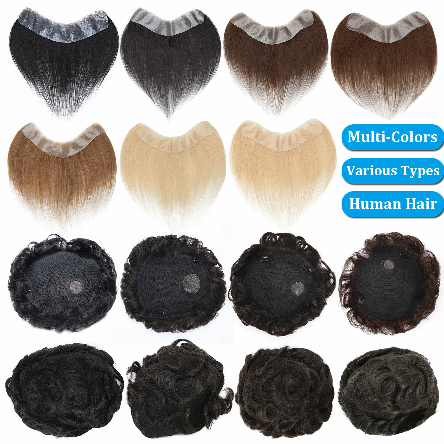 Men 100% Human Hair Replacement System Hairpiece Skin PU Base Toupee Black/Brown