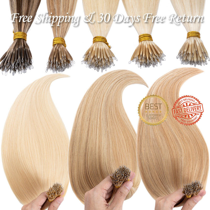 CLEARANCE Nano Ring Tip Real Hair Extensions Russian Remy Human Hair Thick 1G/S