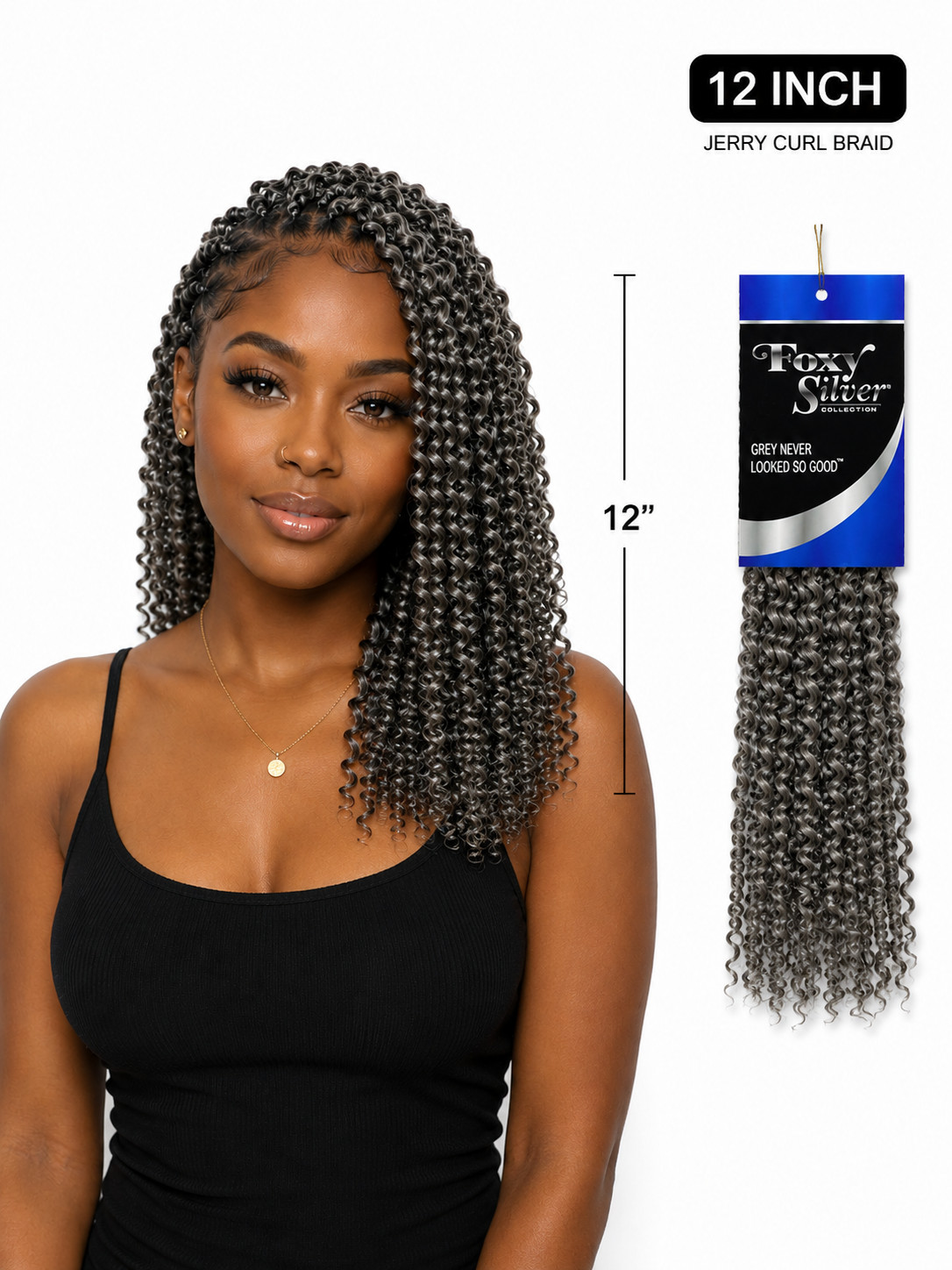 Foxy Silver Jerry Curl 12” Crochet Braiding Hair