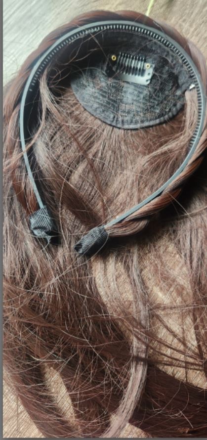 New Braid Headband 14 “ Hoop Hair With Straight Hair Extensions Reddish Brown