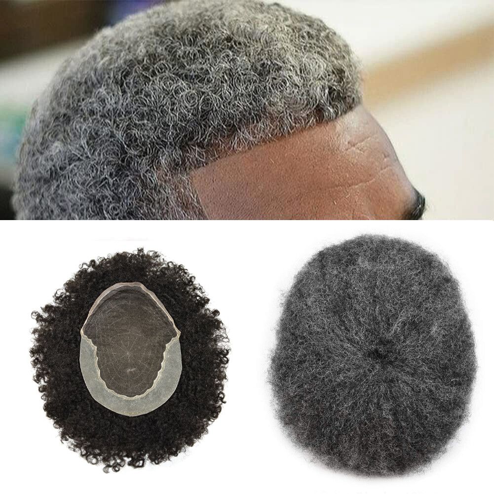 Toupee Men Human Hair Afro Wave Wig French Lace Thin Skin Kinky Curly Hair Units