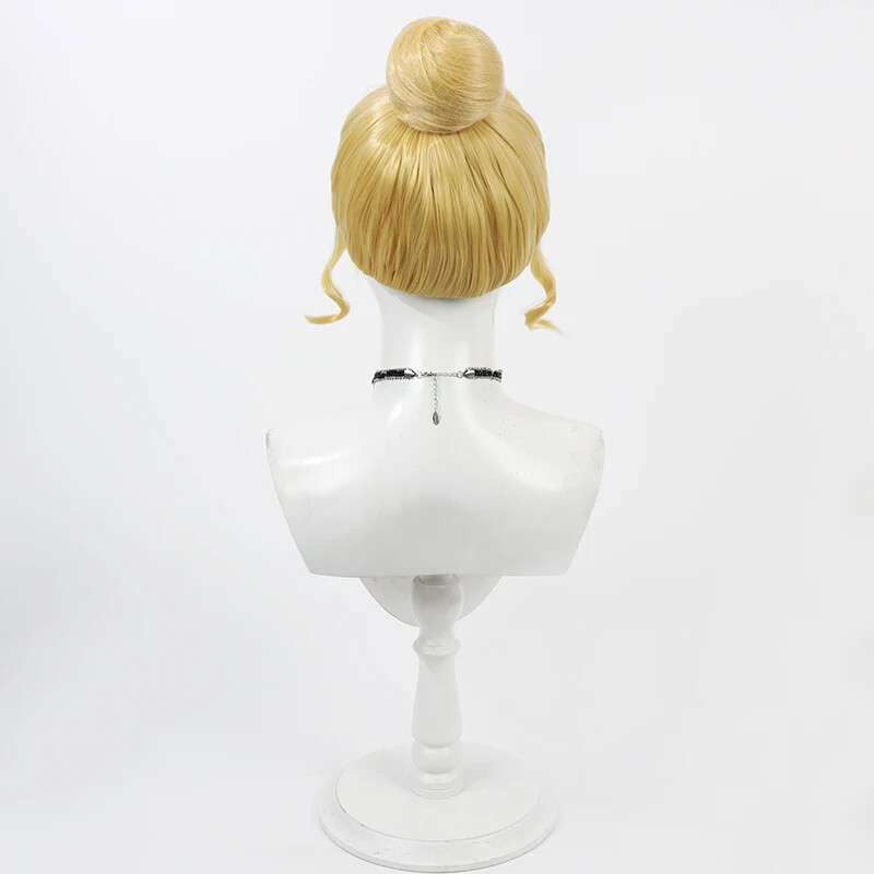 Cinderella Cosplay Wig for Adult Women Blonde Princess Wigs with Buns Updo Hair